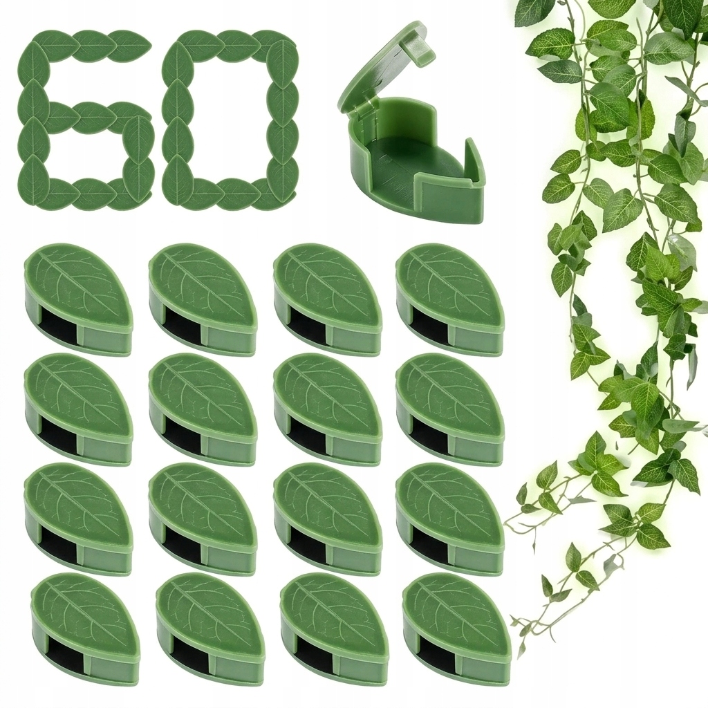 KLIPSY DO ROŚLIN ZAPINKI DO MOCOWANIA PNĄCZY KABLI KLAMERKI ŚCIANE 60 SZT