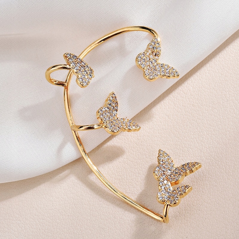 SHINY EARRING WITH BUTTERFLIES AND A HEART Kamień Agat