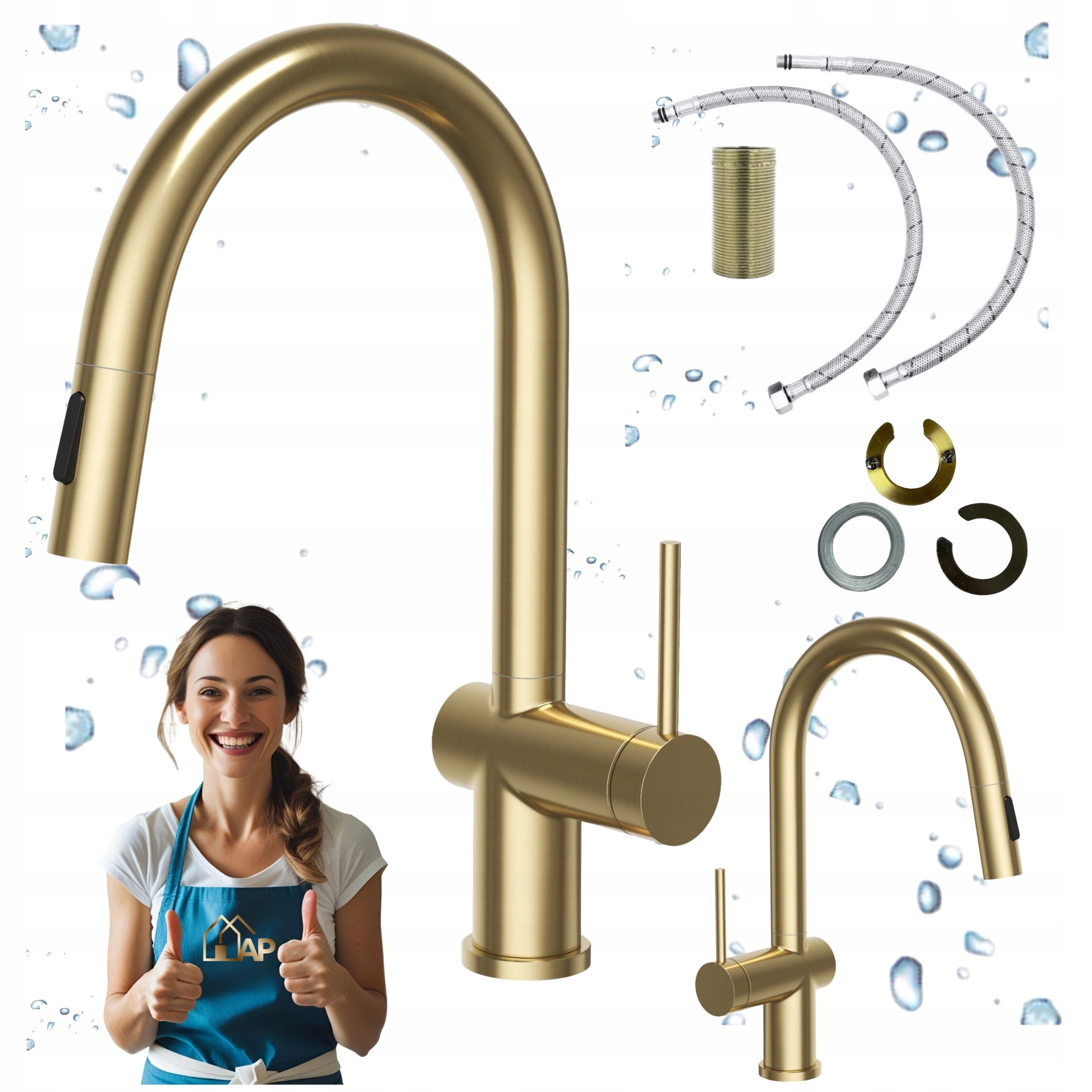 Kuchyňská dřezová baterie s výsuvným výtokem Kuchyňský kohout zlatý