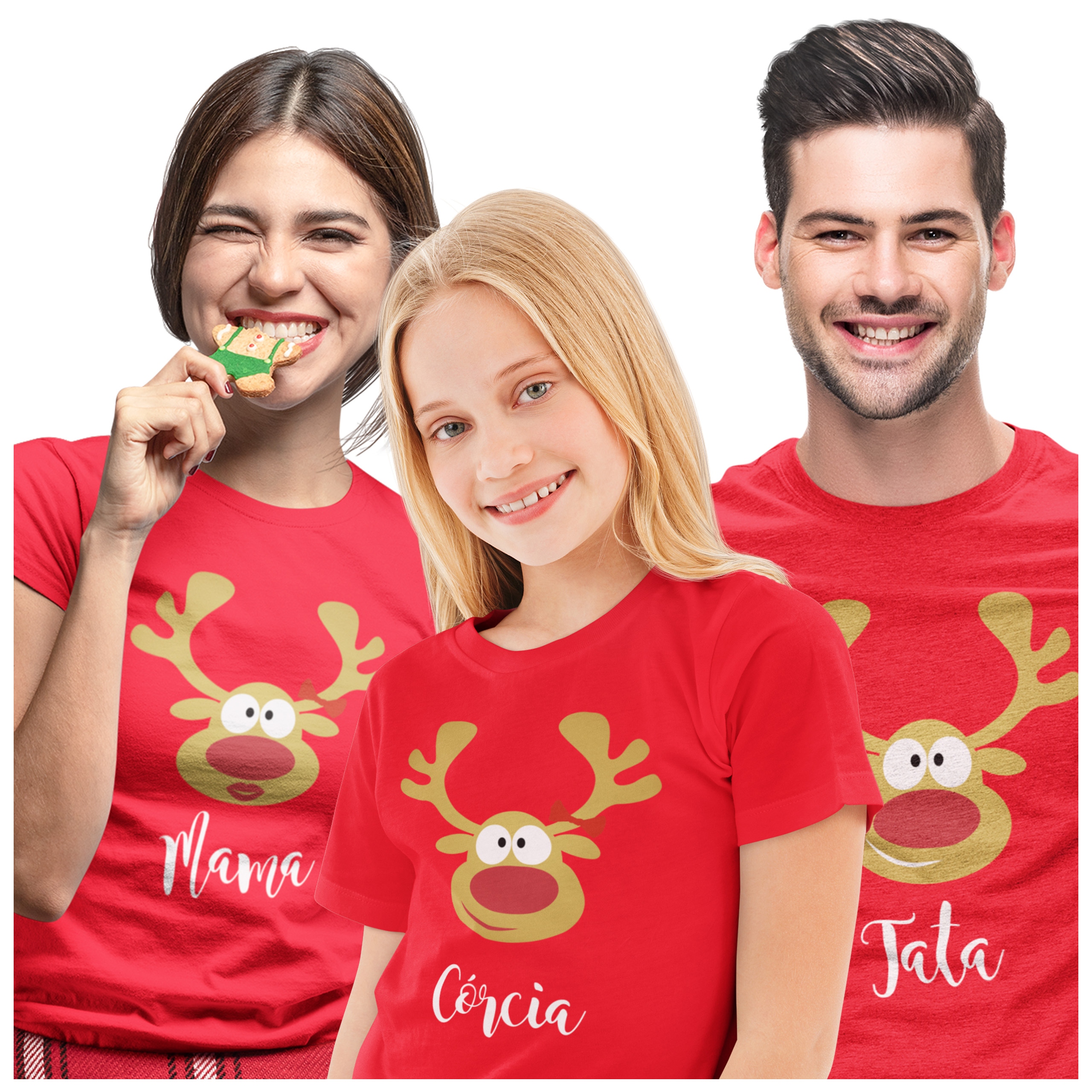 Vánoční Set 3ks Vánočních Triček Pro Maminku Tatínka Syna Dcery 3-balení