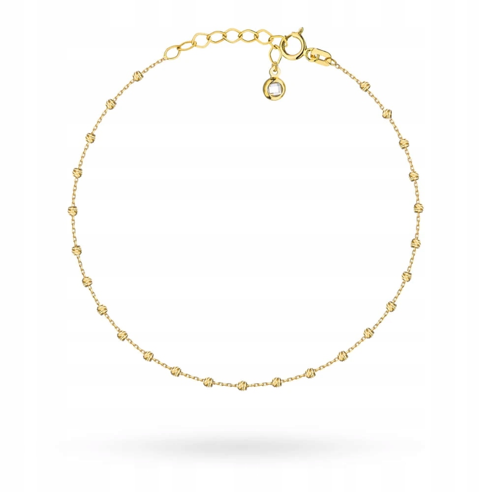 Zlatý Náramek Ryzost 585 Diamantové Kuličky Jemné, Jemné, 19 CM