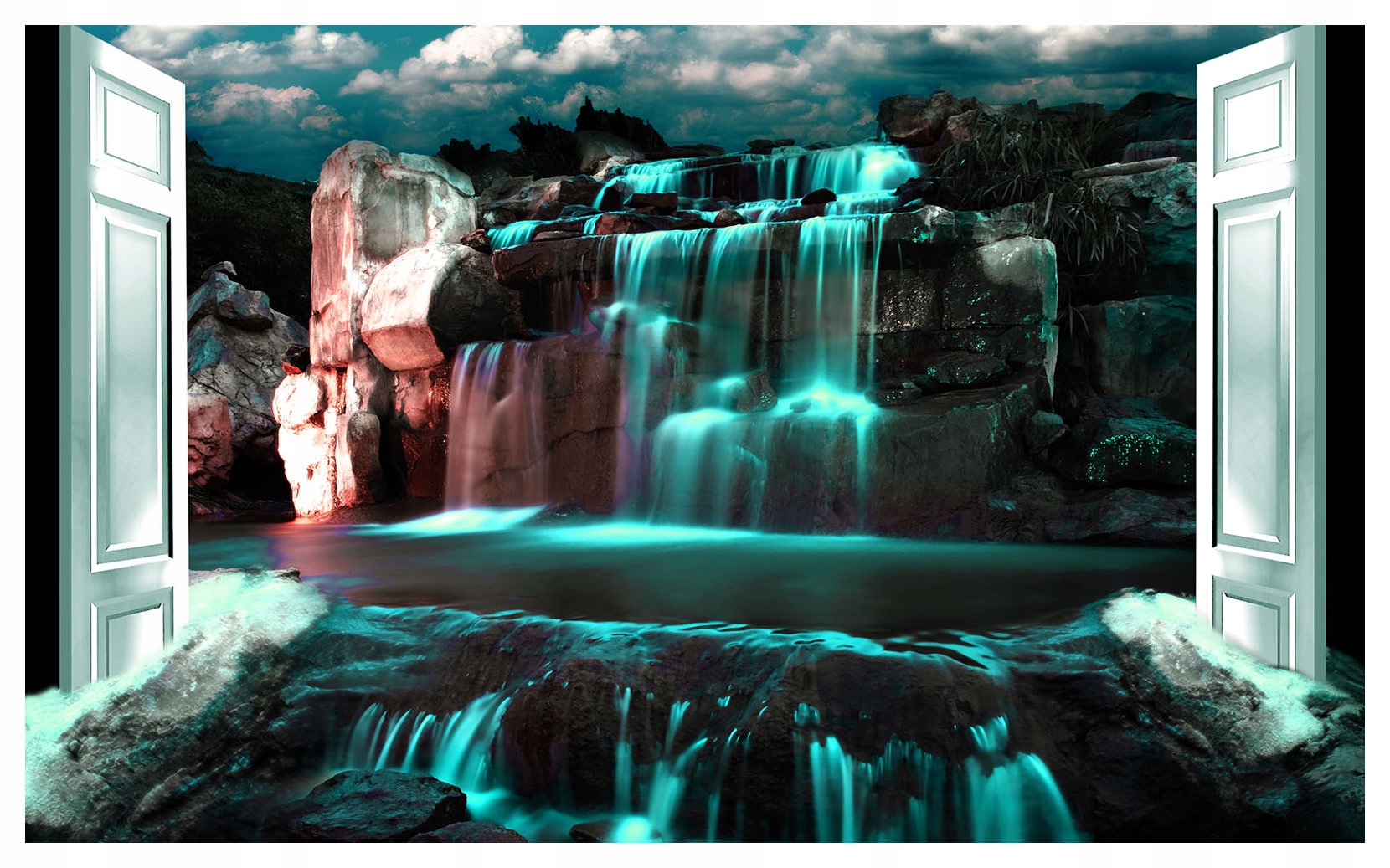 Fototapeta Vodopád a dvere do raja vinylová 368x254 lepidlo