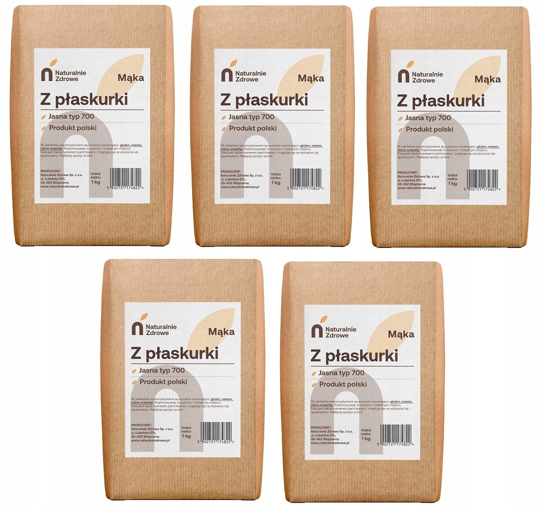 Mąka z Płaskurki Jasna Typ 700 Naturalnie Zdrowe 5kg (5x1kg)