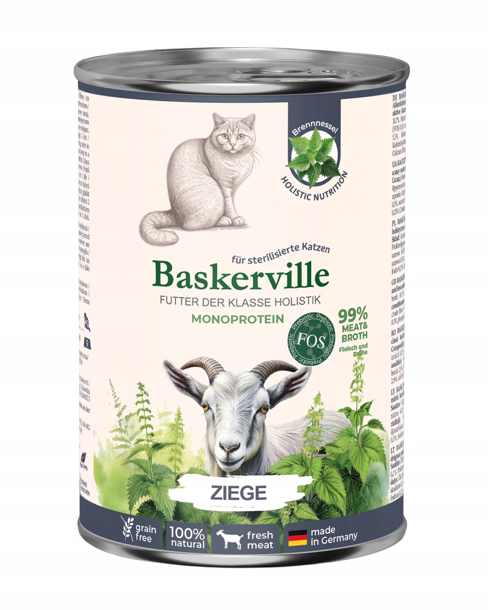 Levně Baskerville Premium mokré krmivo pro kočky Sterilised Kozina 12x400 g