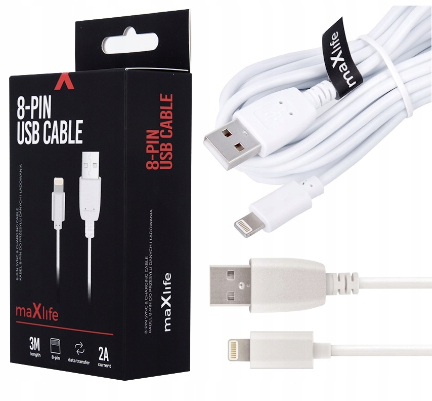Kabel USB Lightning 8-Pin 3m do Apple Iphone iPad