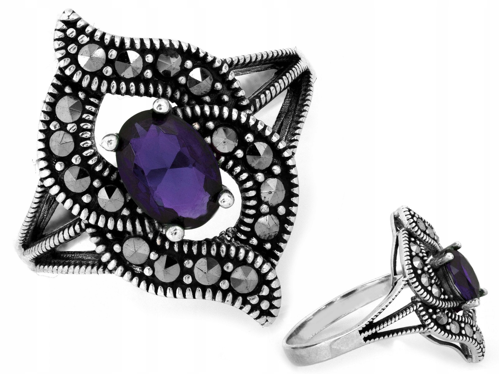 Prstýnek pro ženu ze stříbra 925 s fialovou zirkonií r15