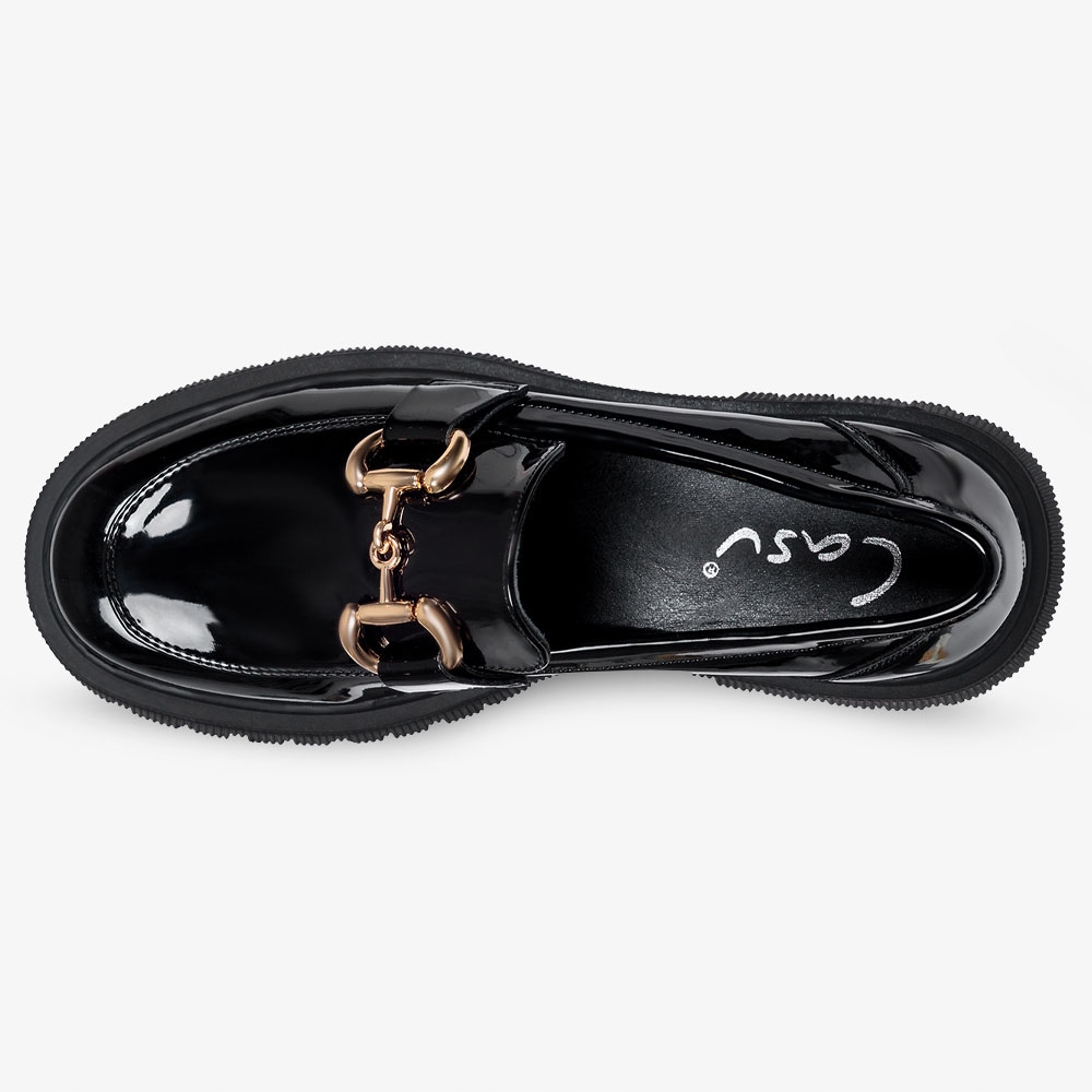 MOKASYNY PÓŁBUTY DAMSKIE BUTY MODNE NA PLATFORMIE LAKIEROWANE WYGODNE r 39 Wzór dominujący bez wzoru