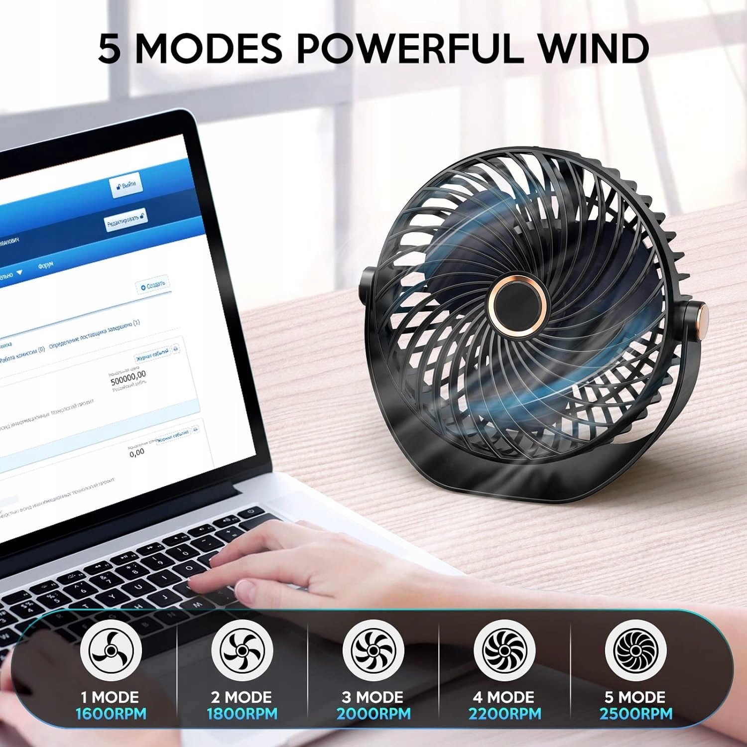 WENTYLATOR BIURKOWY PRZENOŚNY MINI WENTYLATOR DOMOWY STOŁOWY 360° USB Marka inna