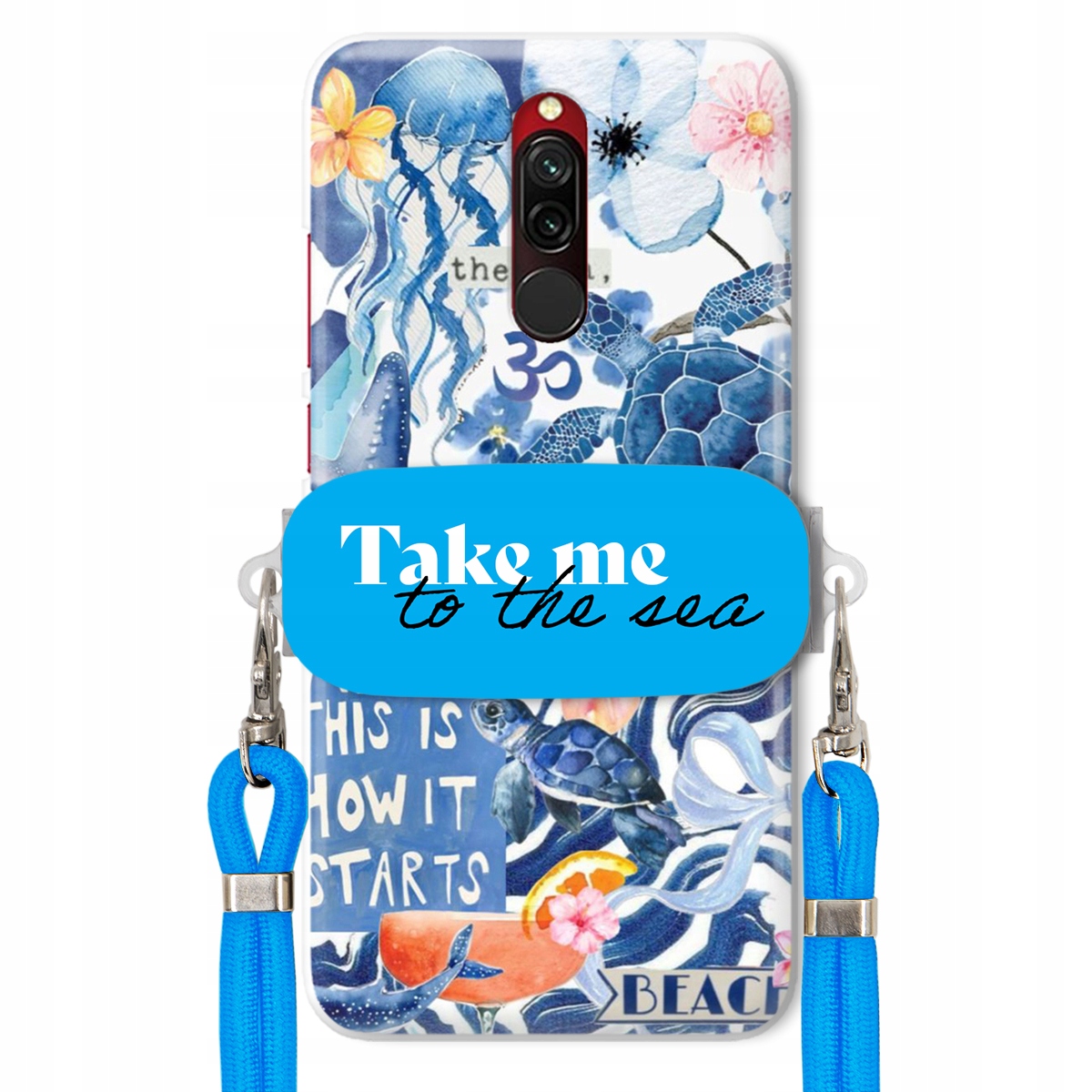 Puzdro pre Xiaomi Redmi 8 Premium Vodítko Modrá Držiak Take Me To The Sea