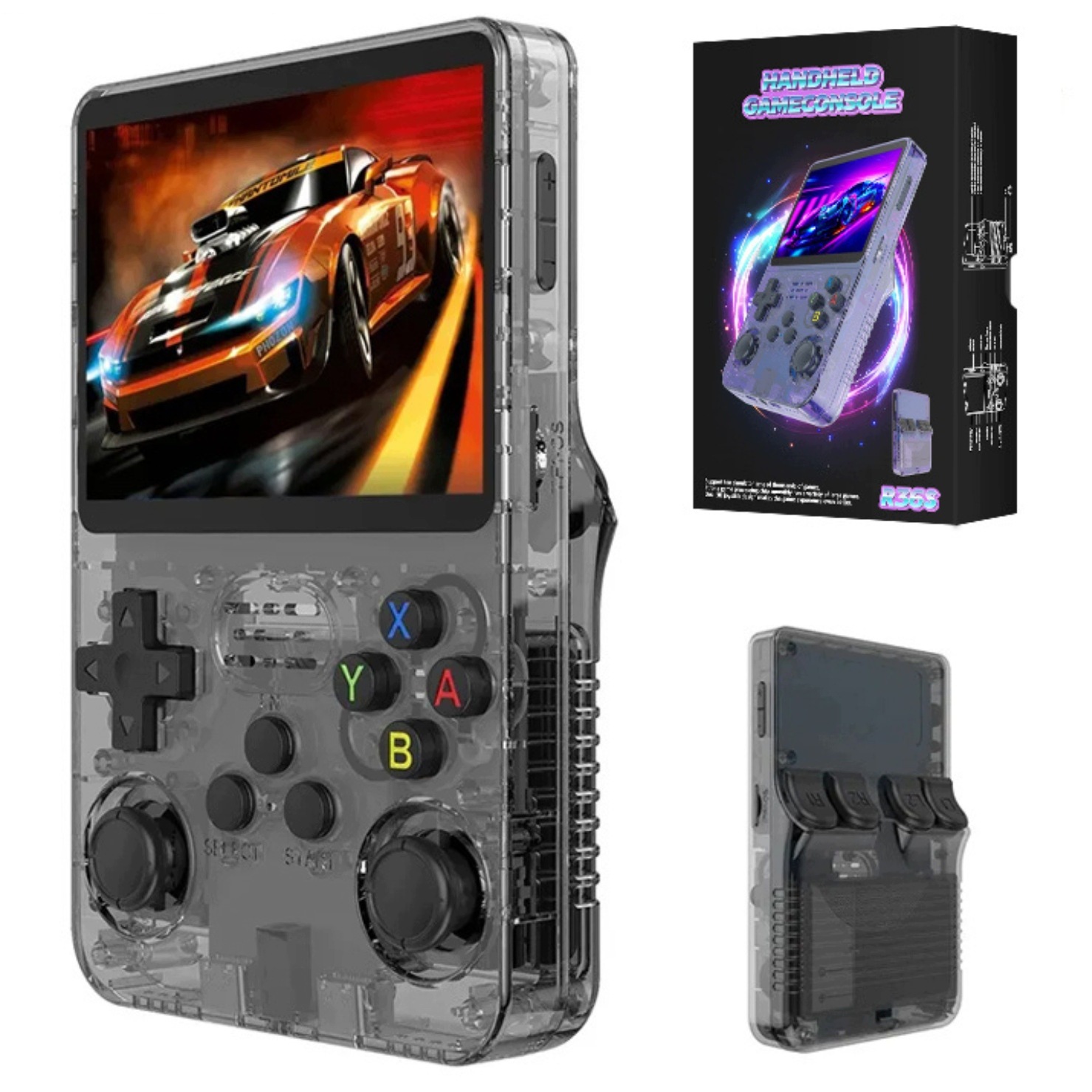 Konsola Przenośna Mobilna R36S Retro 20 000 Mini Gier Dla Dzieci Szara 64G
