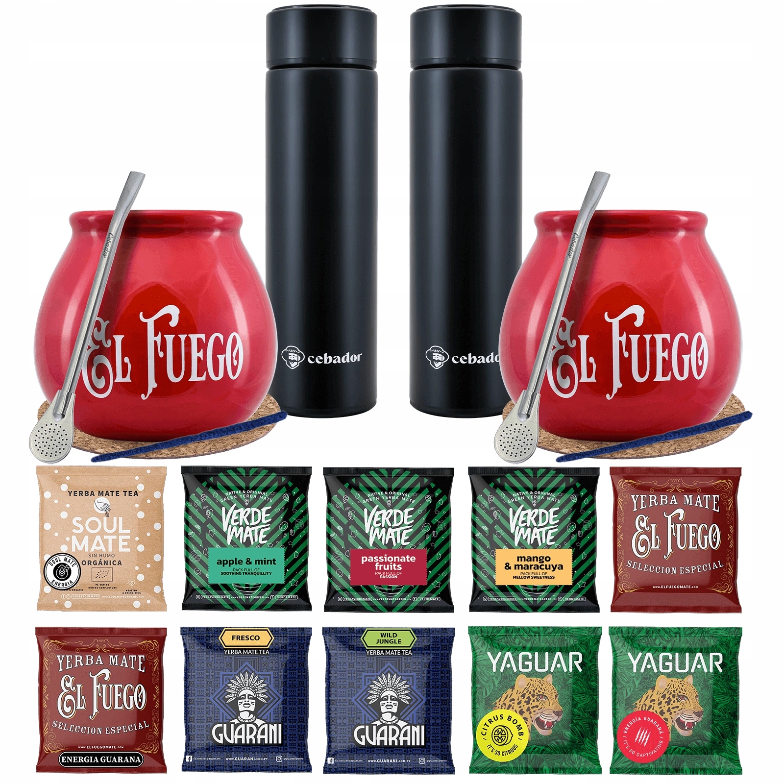 Zestaw Yerba Mate Dla Dwojga Próbki 10x50g Termos Led Tykwa i Bombilla 500g