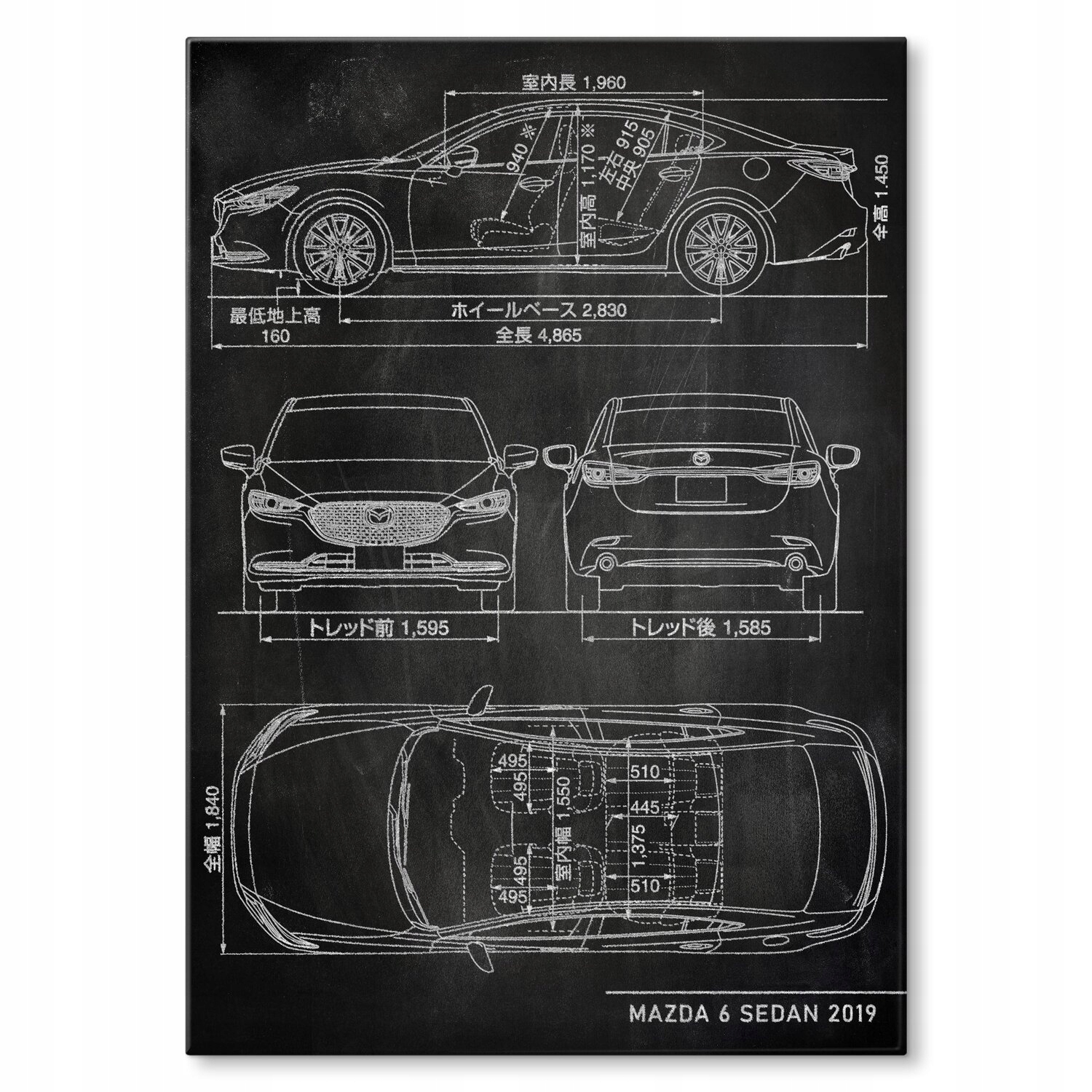 Kovový plakát Mazda 6 Sedan Slate Dárek 30 x 42 cm
