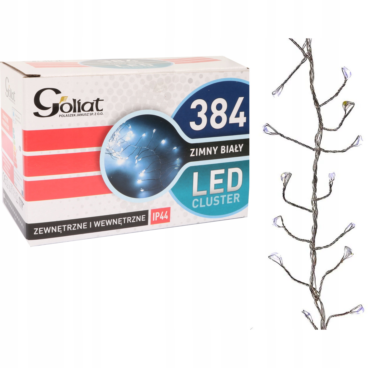 Vánoční osvětlení na stromeček 384 led housenka studená bílá