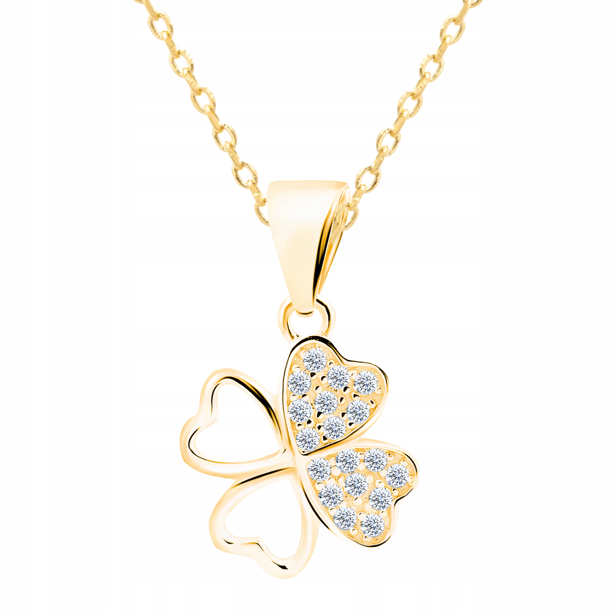 Zlatý náhrdelník 925 Čtyřlístek Jetel Květina pro štěstí