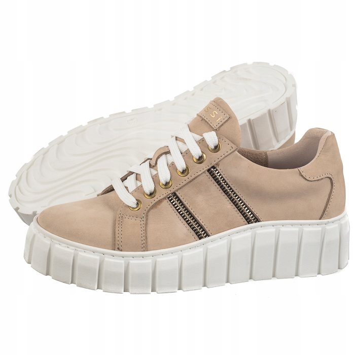 Boty Tenisky Polobotky Kožené Dámské Nessi Béžové 23161