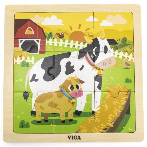

Viga Drewniane puzzle układanka Krówki 9 el.