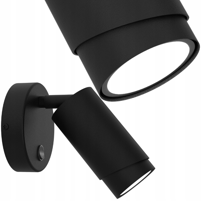 Kinkiet regulowany spot Gu10 czarny z wyłącznikiem Bevel