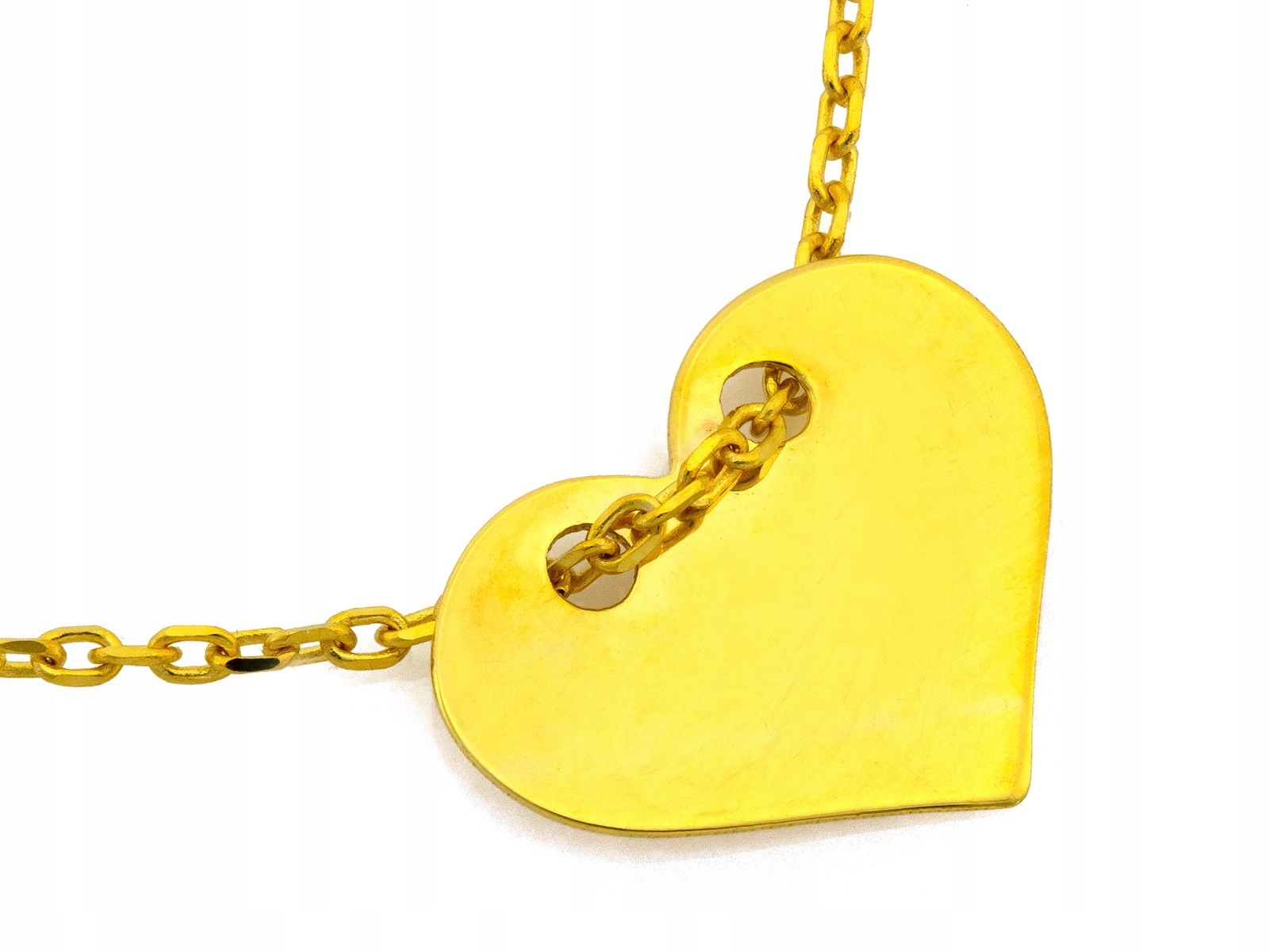 Náhrdelník pro ženu zlato 585, srdíčko provlečené na řetízku 1.21 g
