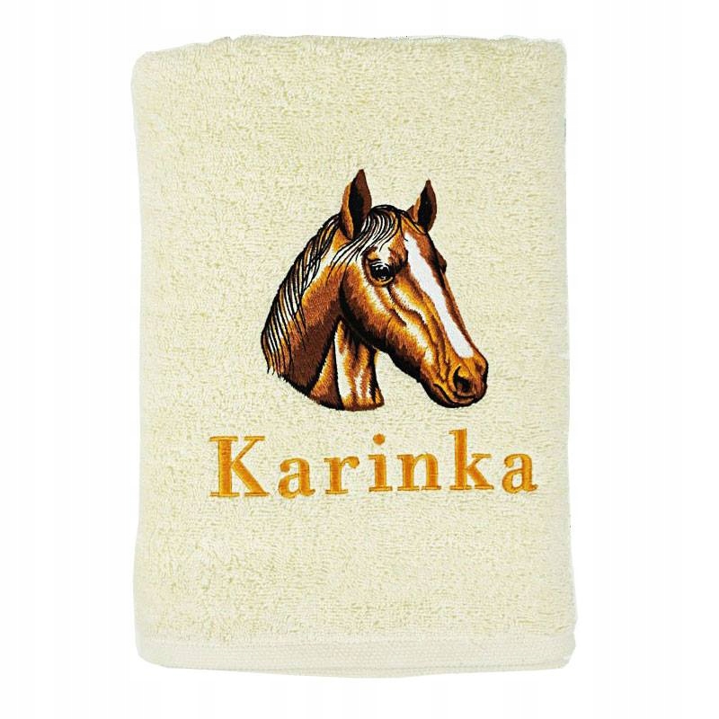 RĘCZNIK KĄPIELOWY Z HAFTEM KONIA + TWOJE IMIĘ