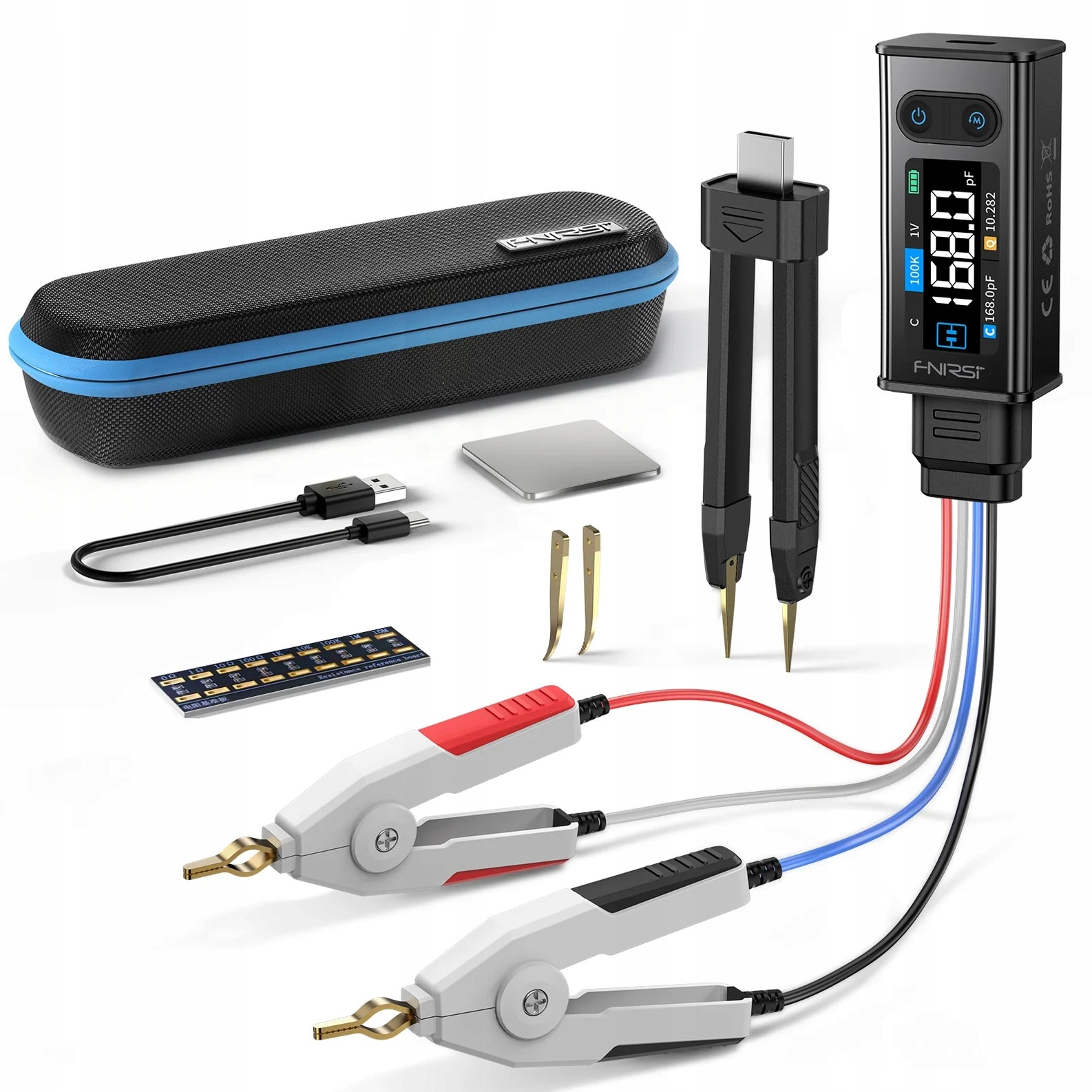 Fnirsi LCR-ST2 měřič Lcr Esr 100kHz měřící pinzeta 2v1 plus option