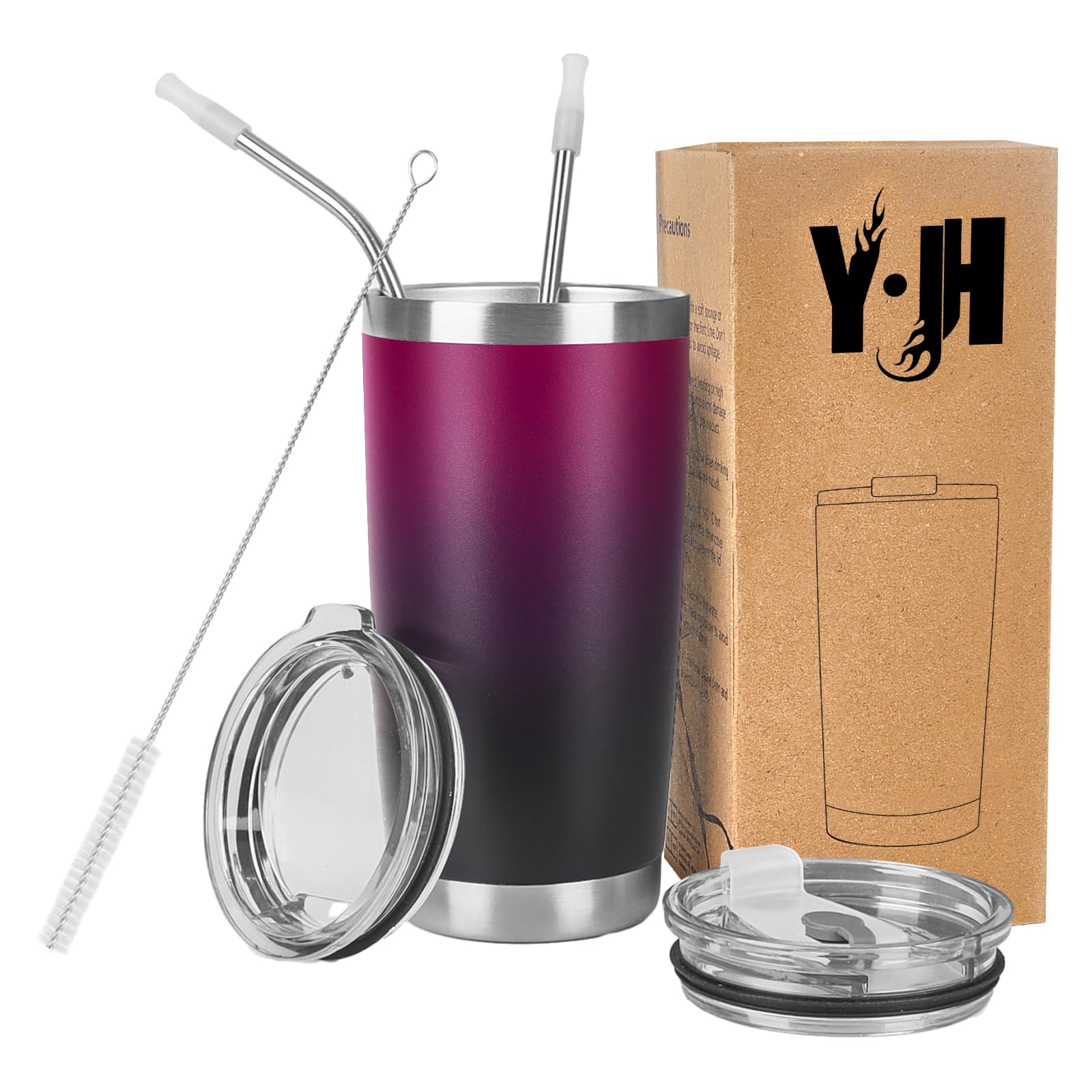 Yjh Termohrnek 550 ml Nerezová Ocel Dvojité stěny Fialová Černá