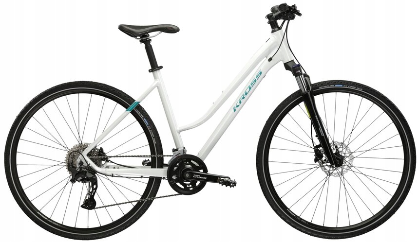 Rower crossowy Kross Evado 7.0 damski 28 L(19") biały/turkusowy