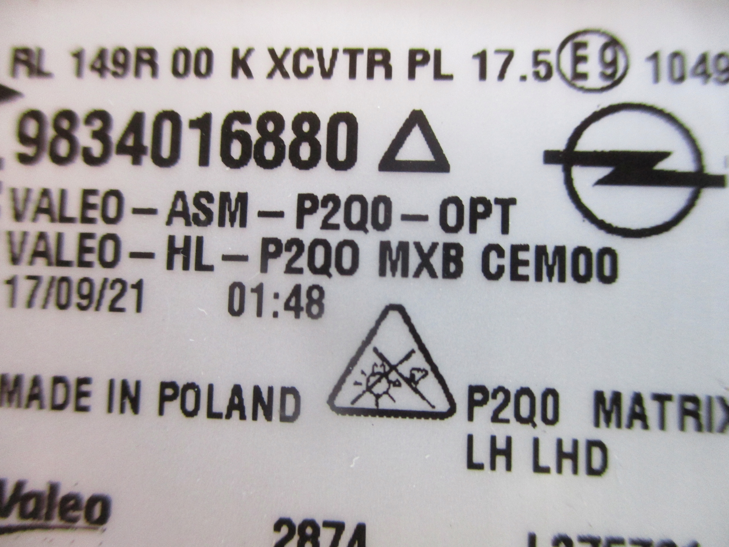 light left front FULL LED MATRIX OPEL MOKKA II B