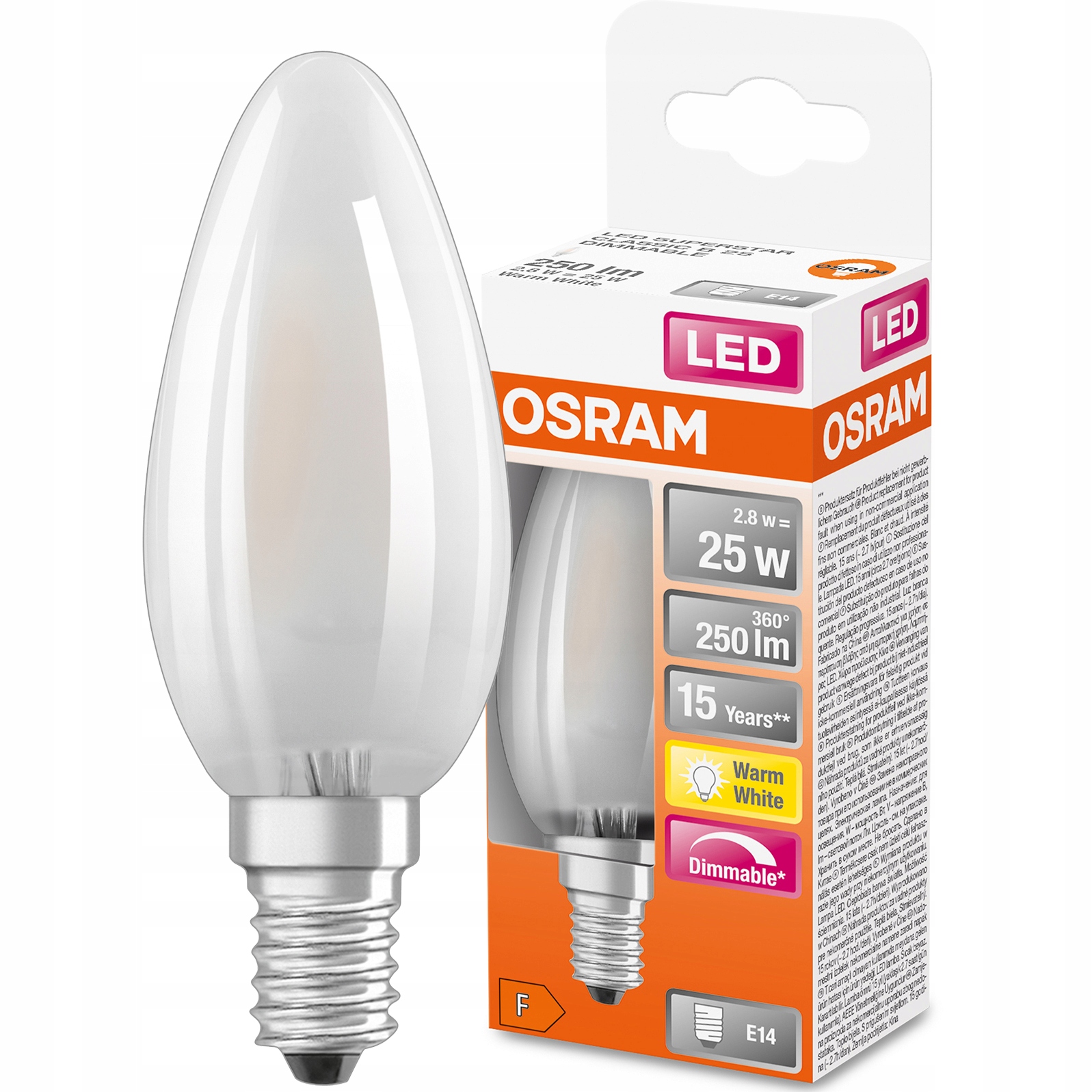 

Żarówka Led E14 B35 2,5W 2700K Ściemnialna Osram