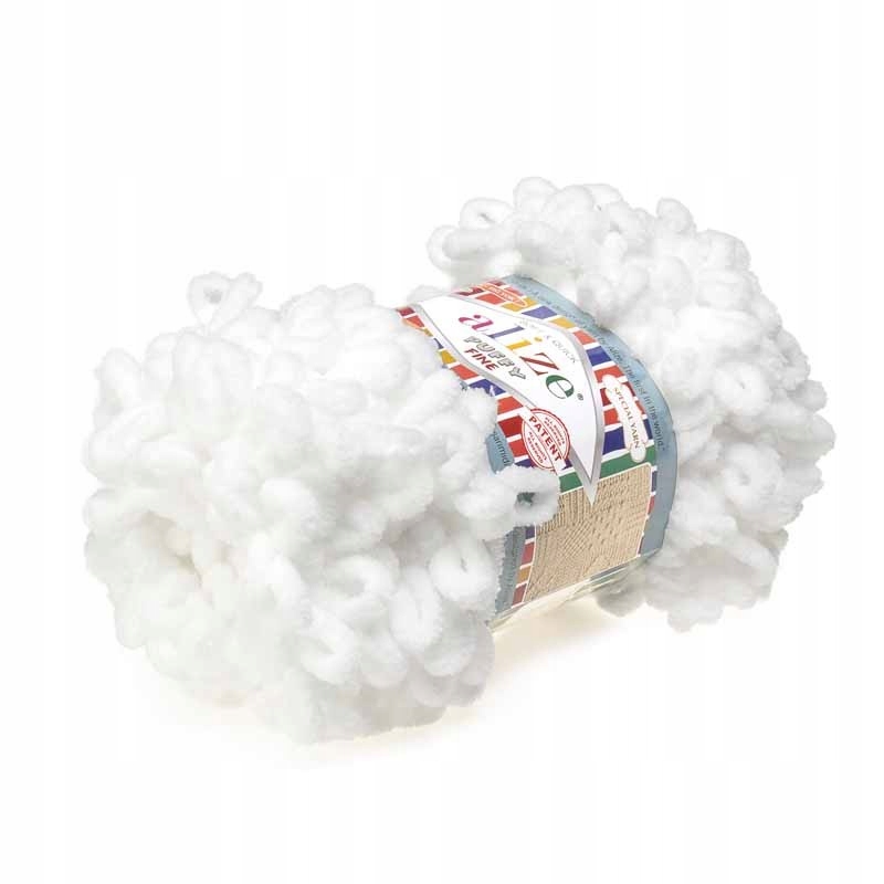 Włóczka Alize Puffy Fine pętelki miękka Biała 55