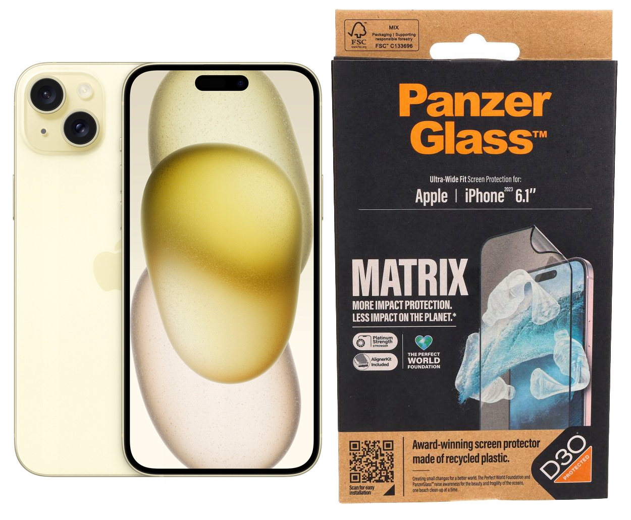 Panzerglass Tvrzené Sklo Ultra-Wide Fit Matrix D30 pro iPhone 15