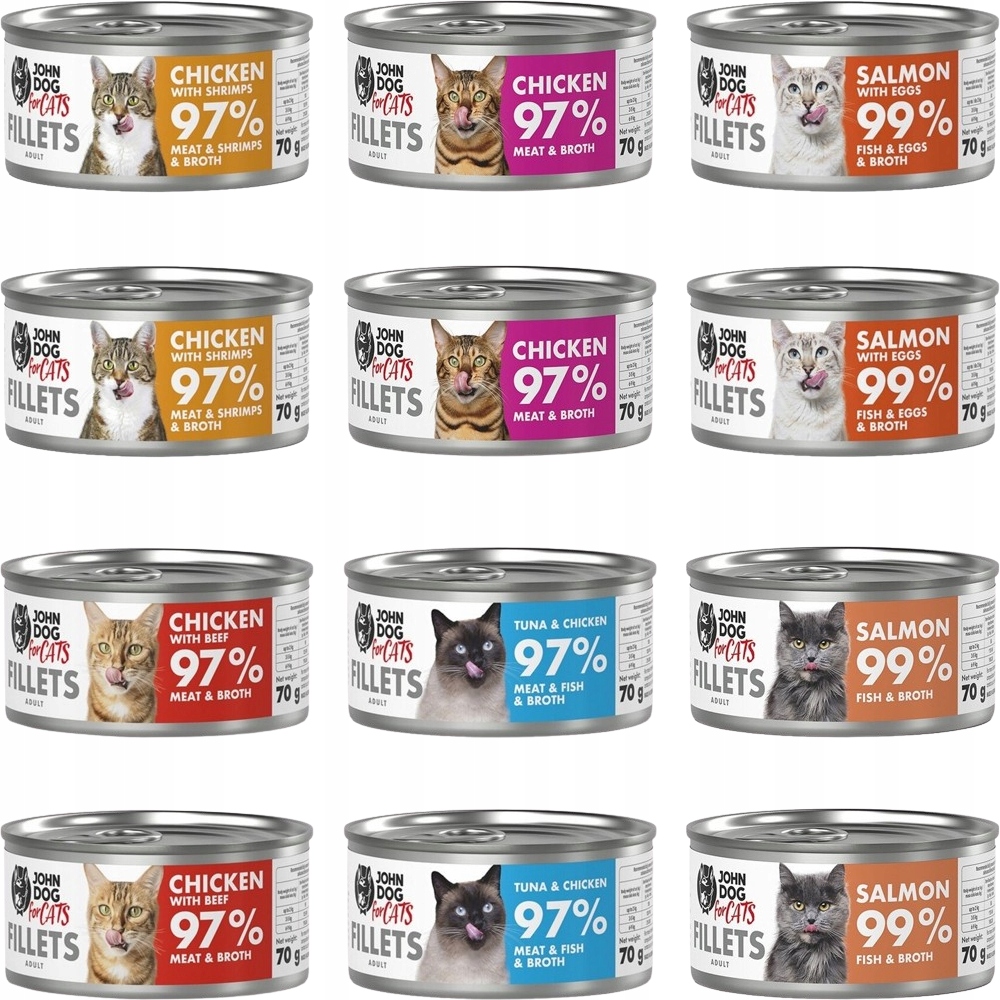 John Dog for Cats Filety Mix Smaków 12x 70g