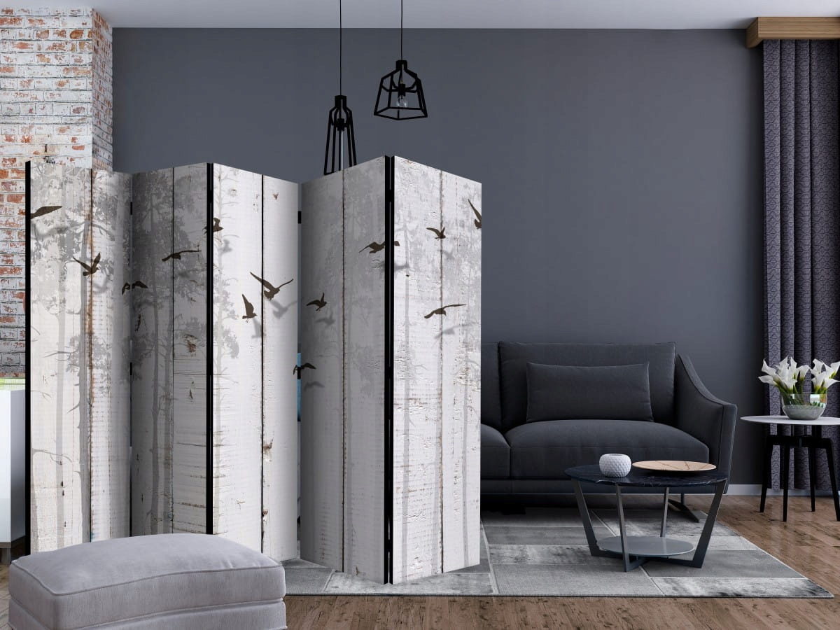 Parawan 5-częściowy - Ptaki na deskach II Wysokość parawanu 172 cm