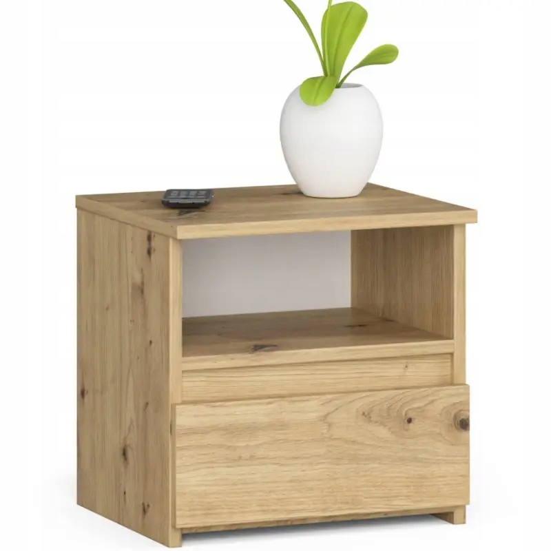

Pojemna szafka nocna do sypialni 40 cm dąb artisan