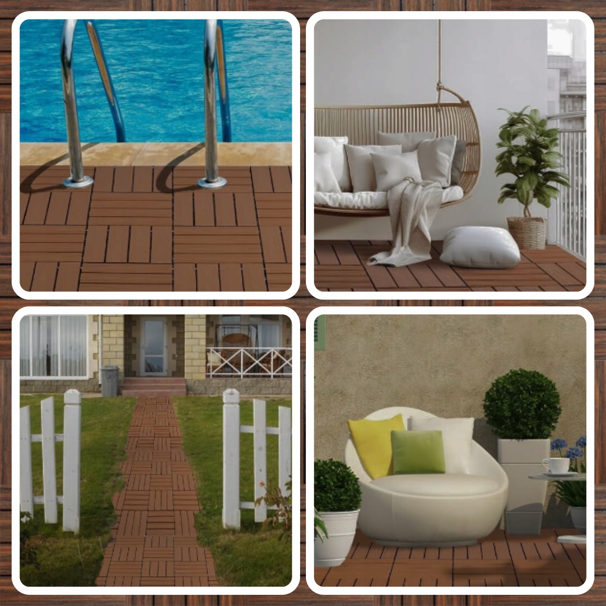 PODEST TARASOWY KOMPOZYTOWY PODŁOGA NA TARAS CIEMNY BRĄZ DREWNO 30x30x2,5cm Stan opakowania oryginalne