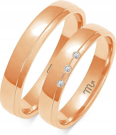 Zlatý snubní prsten na svatba pro pár 14K 585, rok 29 30 31, jedinečný vzor gravírování