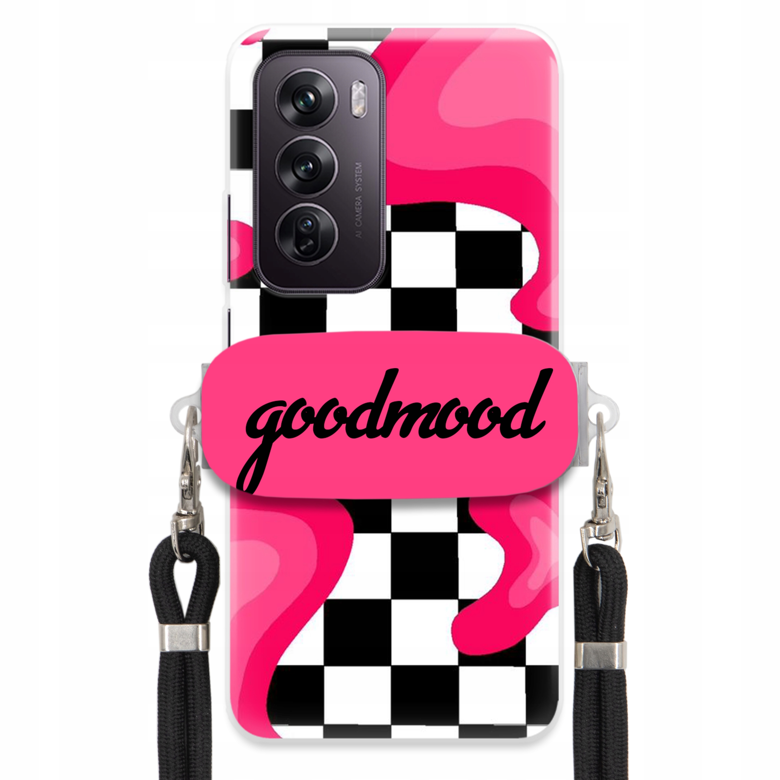 Pouzdro Pro Oppo Reno 12 Pro 5G Set Case Držák Na Vodítko Černá For Teen Splash