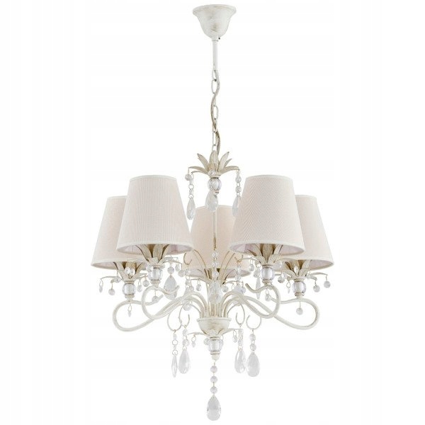 Královské osvětlení Lukrecja Bílá kuželovité stínidla glamour do jídelny