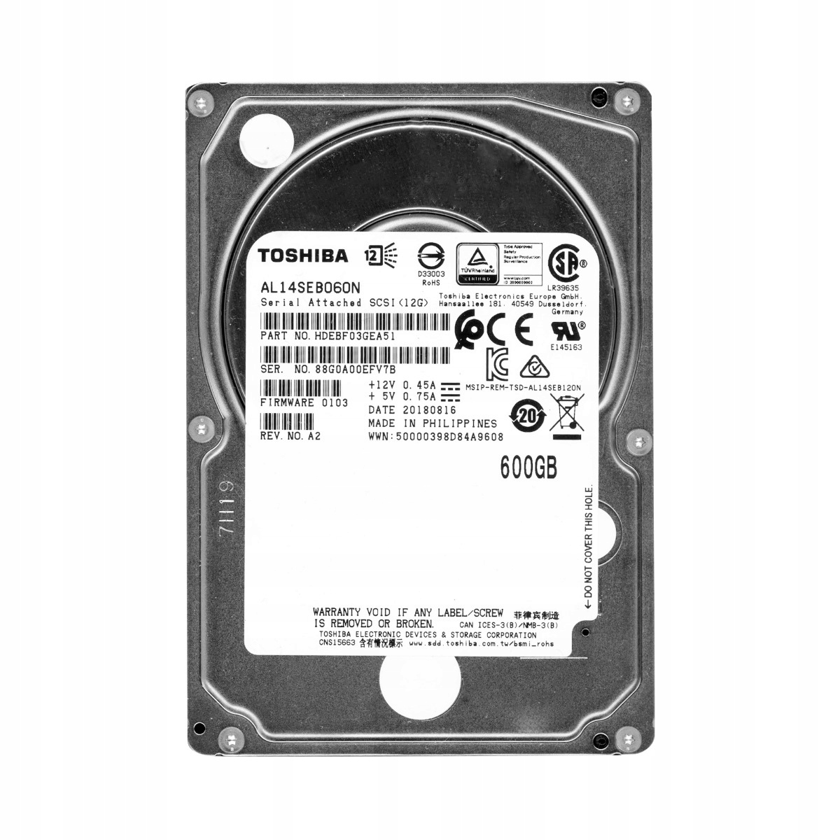 Toshiba 600GB 10K 128MB SAS-3 2.5" AL14SEB060N