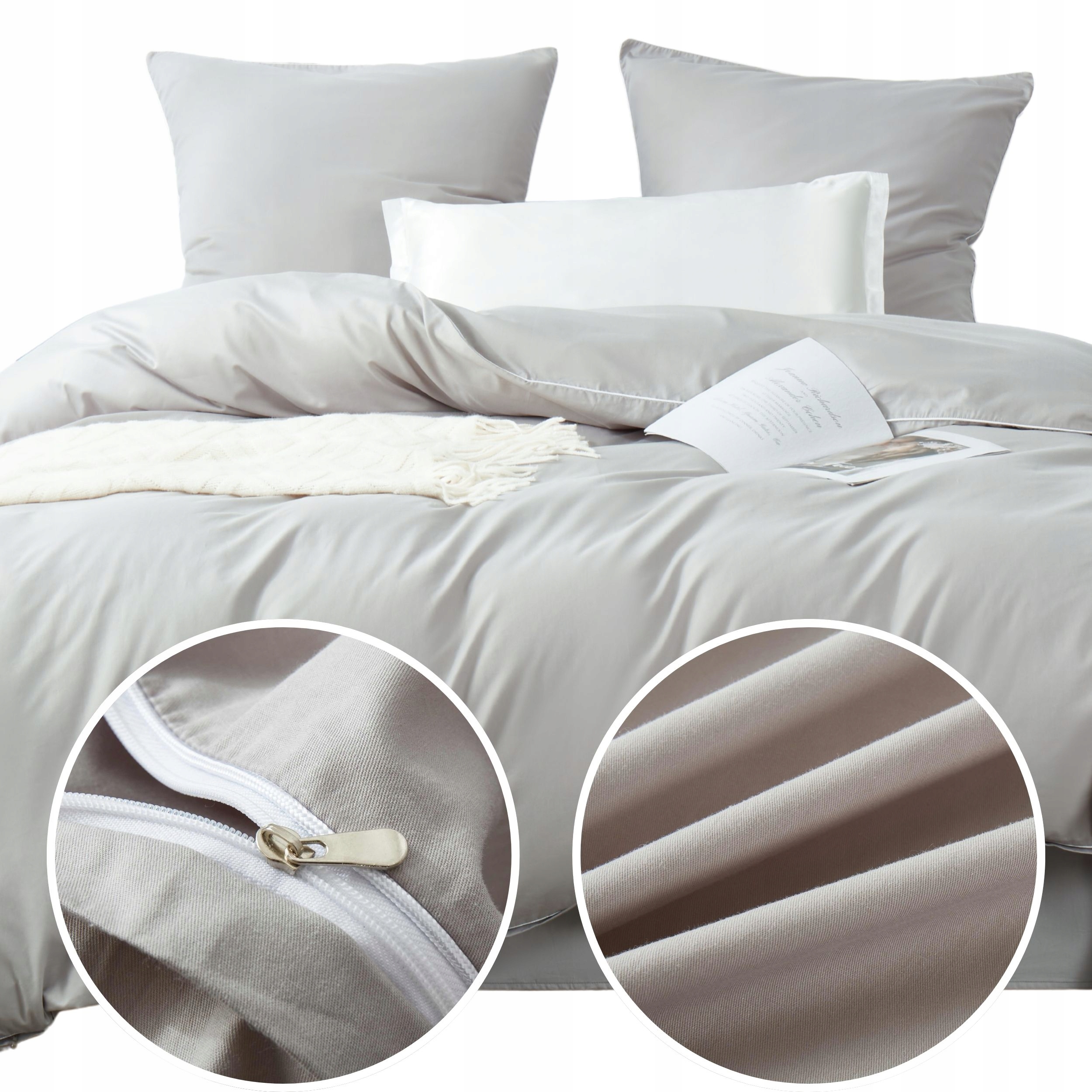 Povlečení Queen Premium 160x200 Šedá s bílou bizou