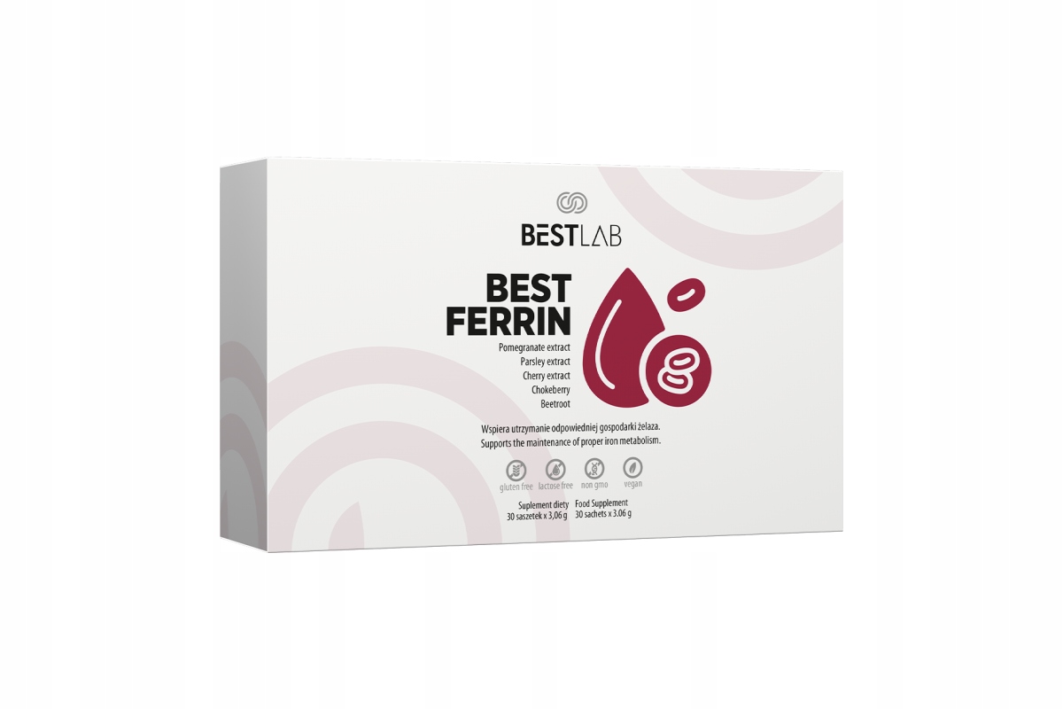 Best Lab BestFerrin Železo z rostlin 30 sáčků Aronia Červená Řepa Granátové jablko 108 g