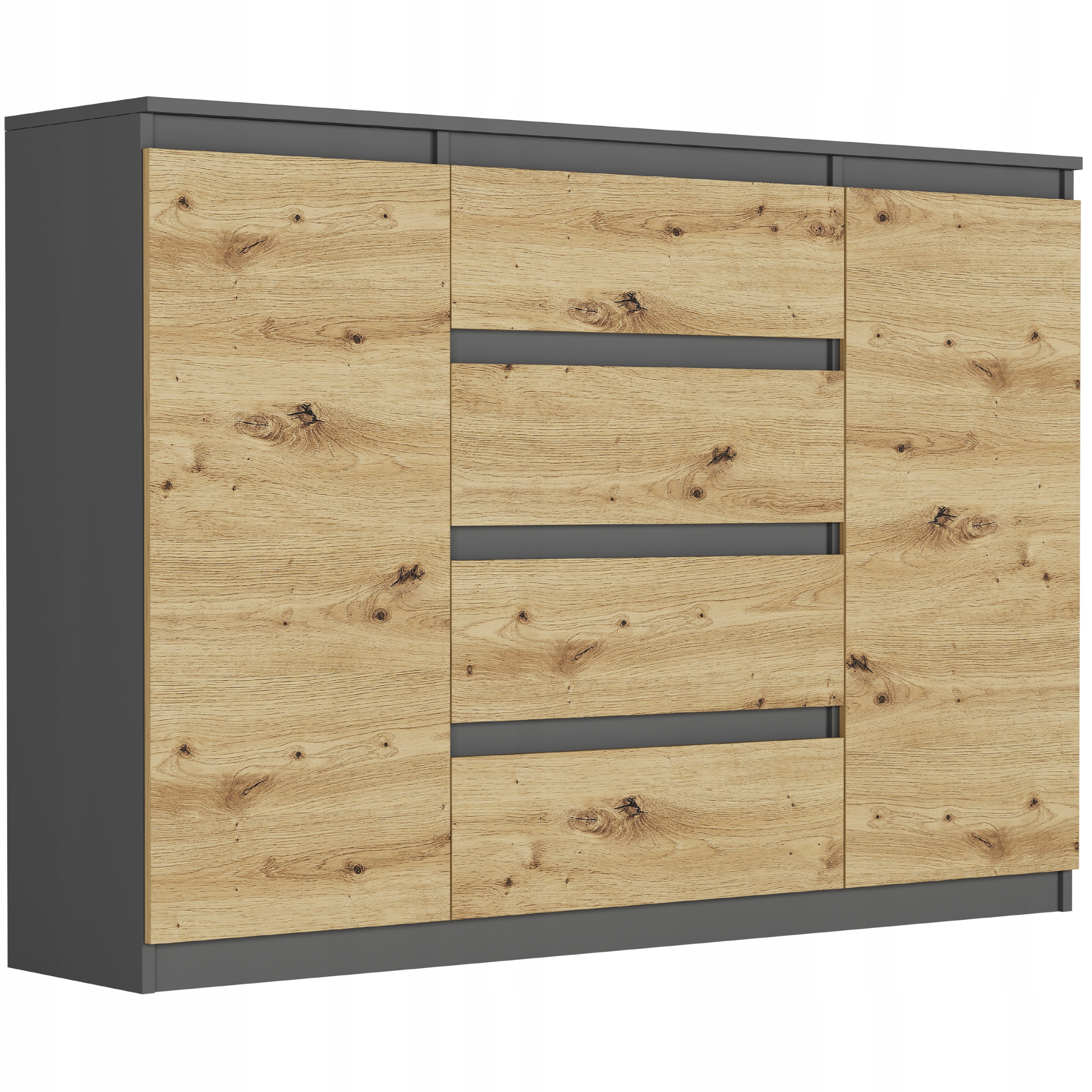 Модный комод 140 шкаф 4 ящика 2 полки R-140-S4 антрацит микс ARTISAN