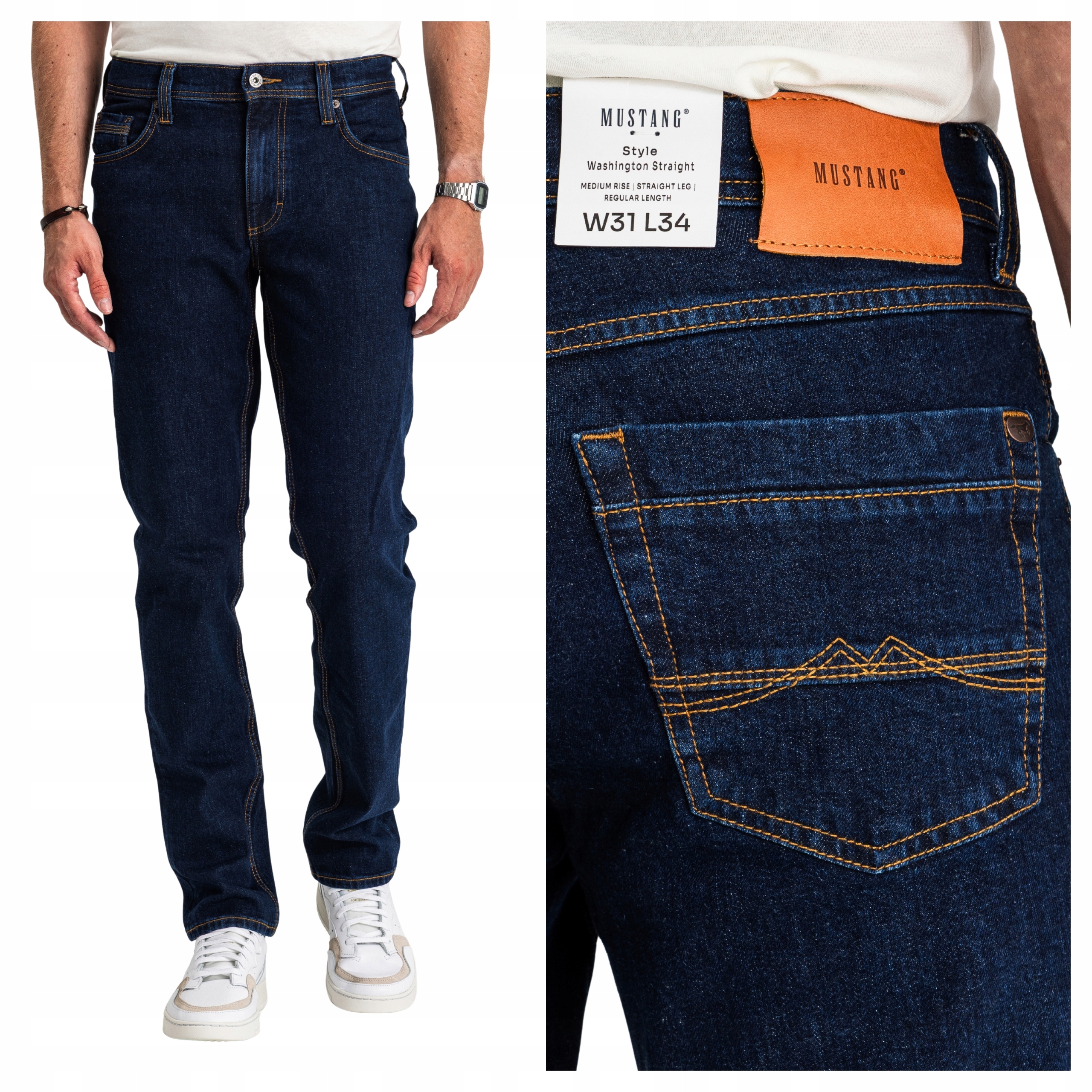Mustang Washington Straight Pánské Džíny Klasické Jednoduché W36 L34