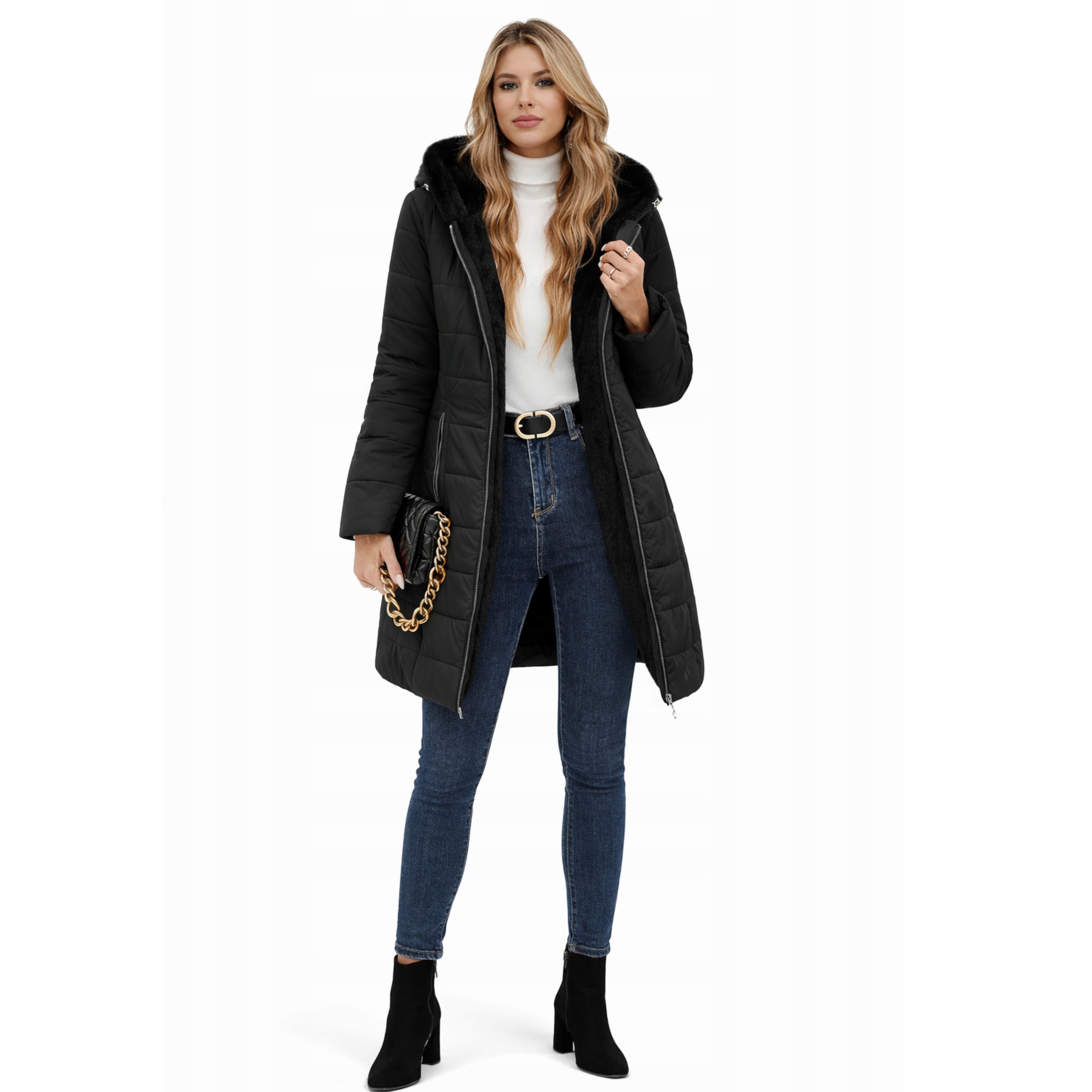 Dámská Přechodová Teplá Podzimní Bunda Černá Teplá Lehká Cmtop 2XL XXL