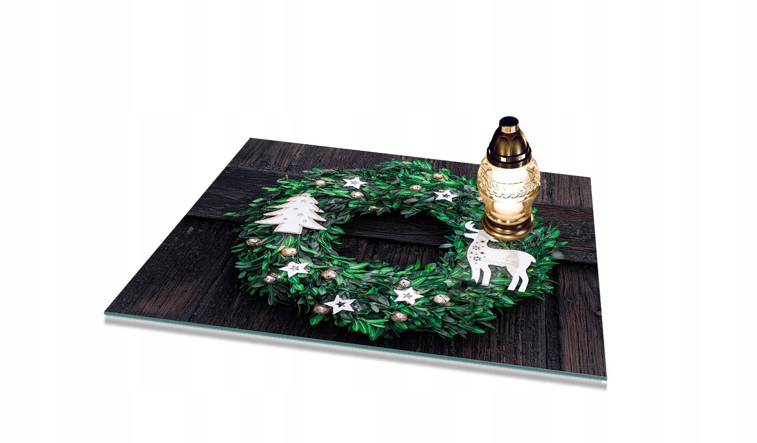 Podstavec Tvrzené Sklo pod Hřbitovní Svíčka Vánoční věnec 60x52 cm