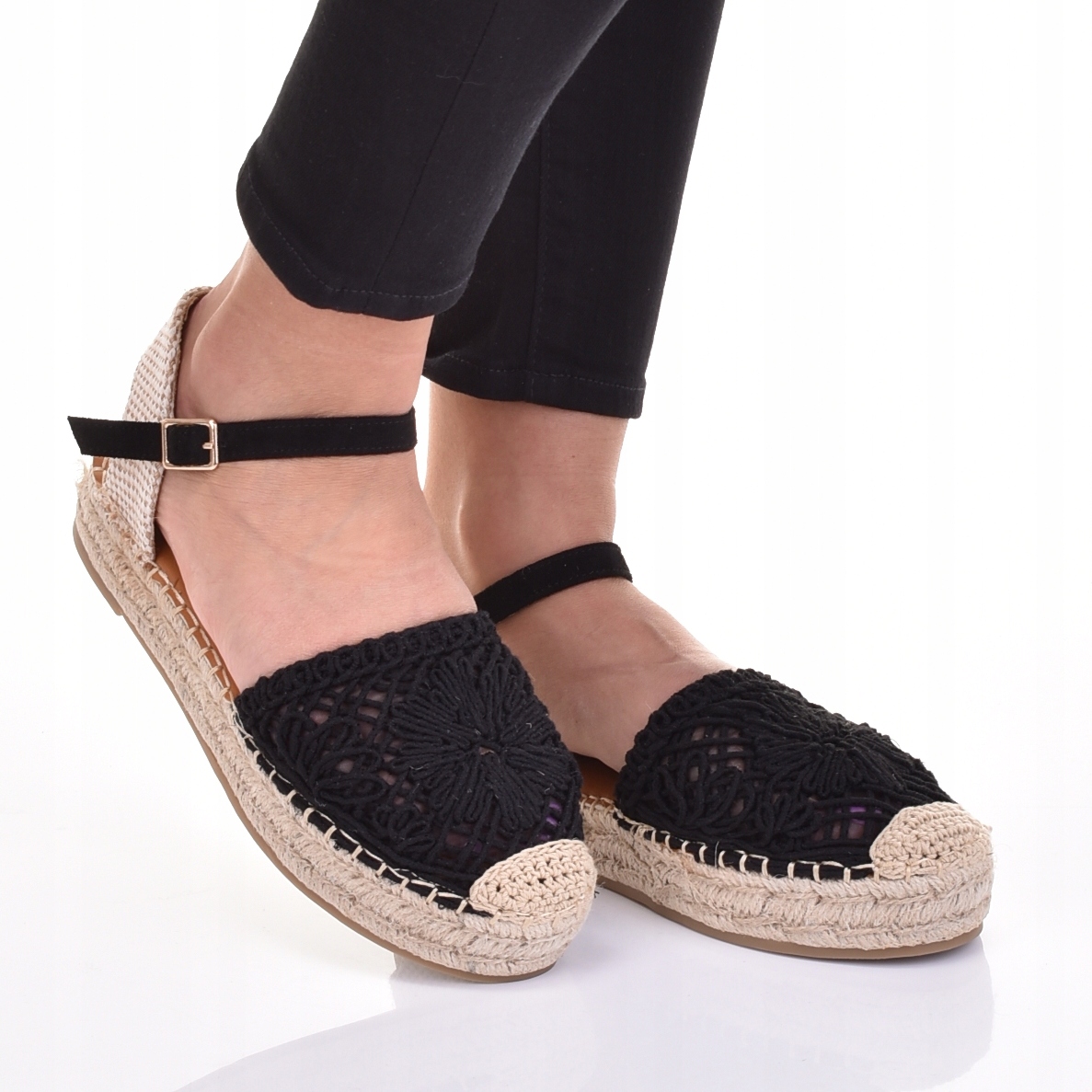 ESPADRYLE DAMSKIE ELEGANCKIE SANDAŁY NA SŁOMCE PLATFORMA Oryginalne opakowanie producenta pudełko