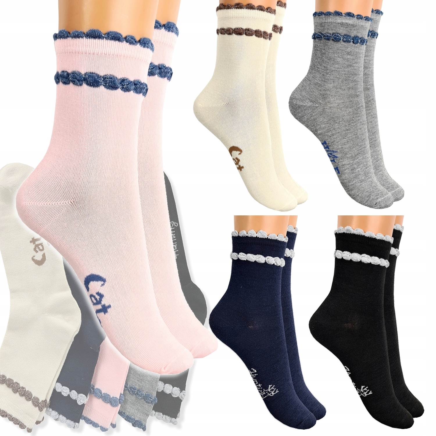

5x Damskie Skarpety Bawełniane Kolorowe 35-38