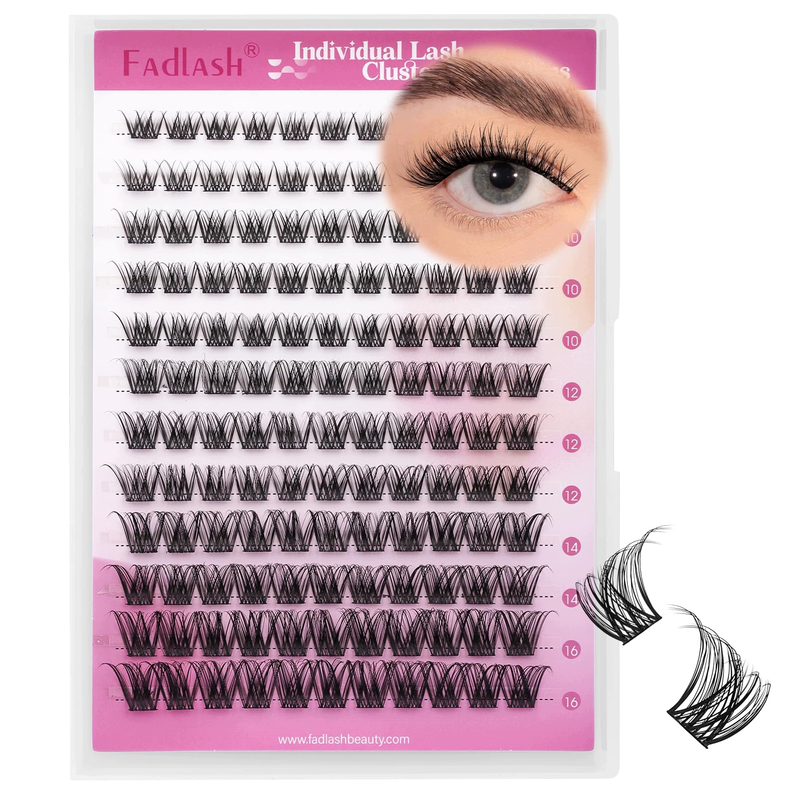 Pupínky Řasenka na prodlužování D Curl 0,07 mm Černá 8-16 mm Fadlash