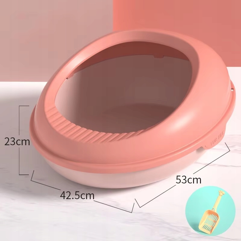 Levně Velká toaleta pro kočky polouzavřená o délce 53 cm s krytem a lopatkou – protirozsypová