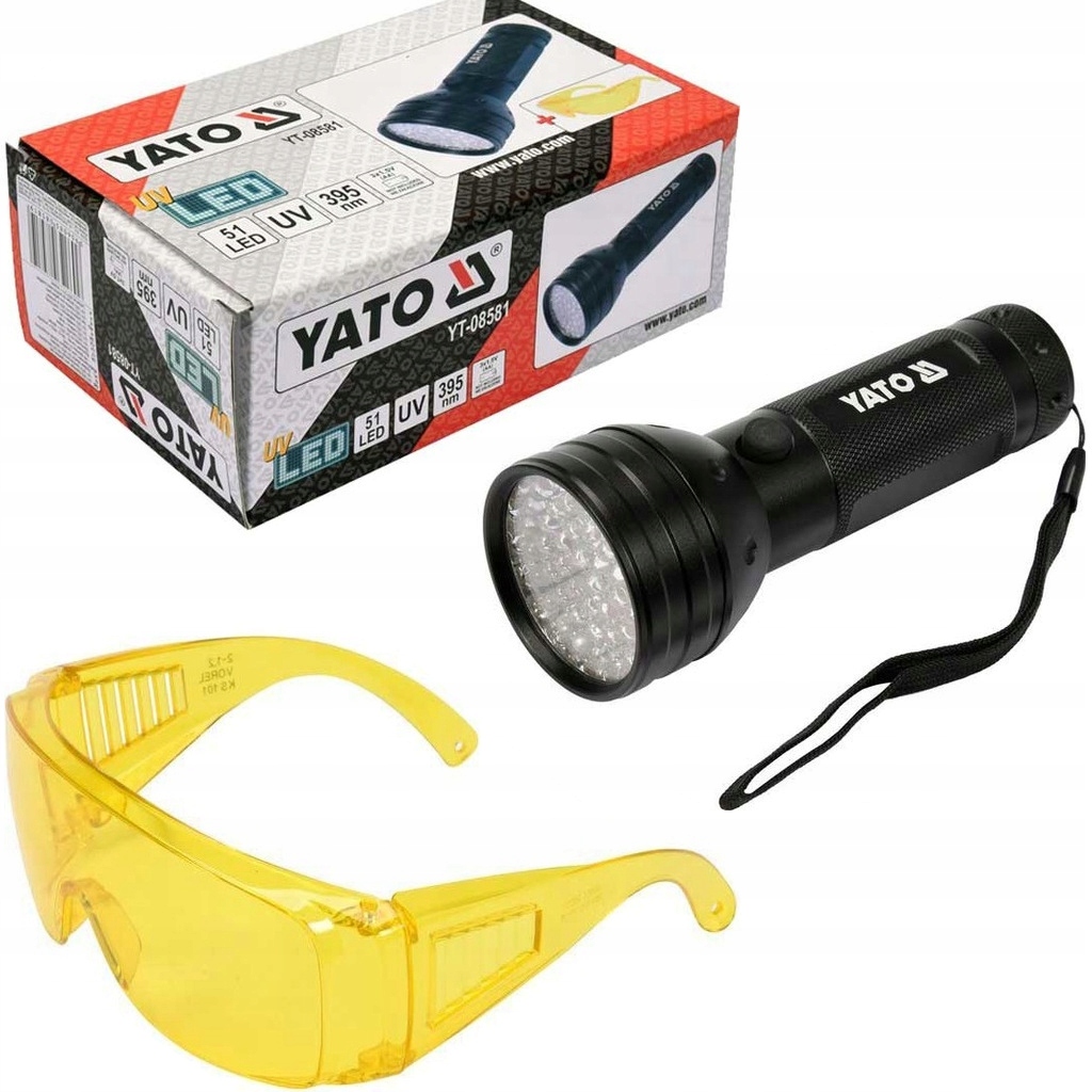 Yato Latarka Uv 51 Led Tester Klimatyzacji Bursztynu Okulary