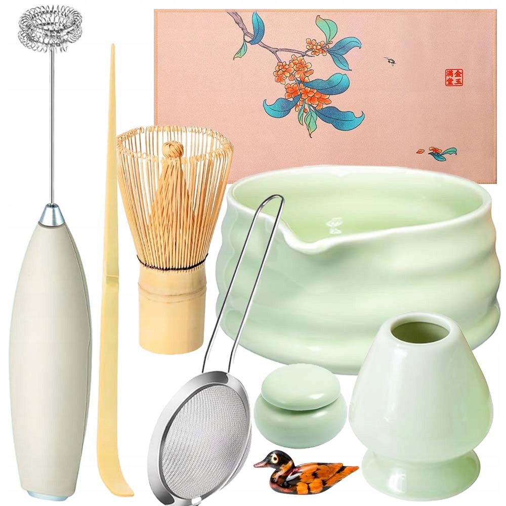 Levně Dárková Sada Na Čaj Matcha 9KS Sada Podstavců Lžička Stojan